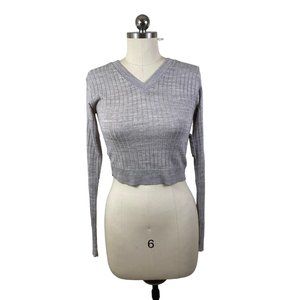 BP Nordstroms Womens V-Neck Knit Sweater Top XS NWT Gray Heather Long Sleeve